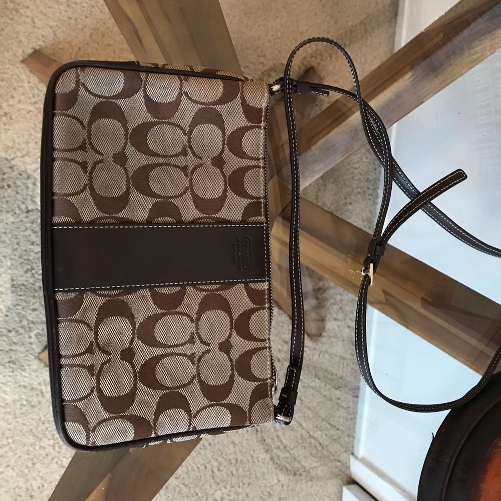 Brown and cream Coach bag